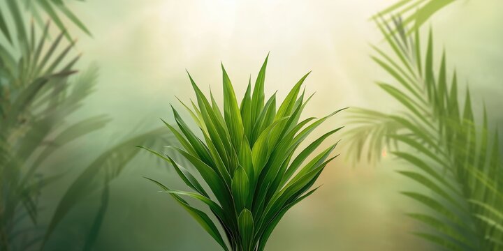 Green leaf and papyrus plant used as natural decor for interior design, organic textures and seasonal greenery