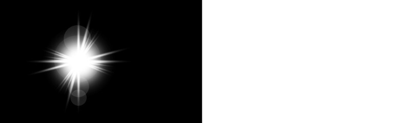 Isolated White Starburst Lens Flare: Bright Light Glow Effect Overlay for Dark and Light Backgrounds,Bright sunlight with star shine flare overlay background