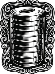 Stacked Metal Cans Vintage Engraving Vector
