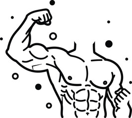 Muscular Bodybuilder Torso Fitness Illustration