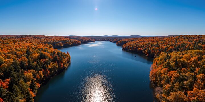 Drone view of Egypt Bay over Arcadia Maine scenic coastal erosion risk - Powered by Adobe