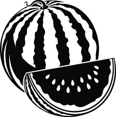 Watermelon Fruit Slice Silhouette Illustration