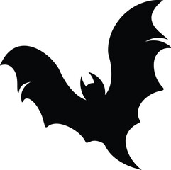 Obraz premium A spooky black silhouette of a flying bat with spread wings for Halloween decorations