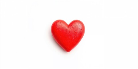 Fototapeta premium Red heart on white background, suitable for layout or message placement, symbolizing love or care, World Heart Day