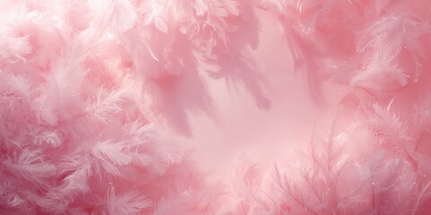 Fototapeta premium Baby pink fluffy feather background, ideal for UI backdrops emphasizing gentle aesthetics, light and airy textures