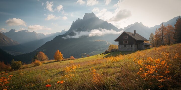 Scenic view of fall colors in Belluno Dolomites, highlighting seasonal landscape shift