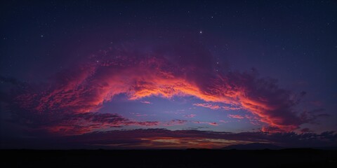 Obraz premium Night sky with vibrant clouds, suitable for background design or text overlay, Earth Day