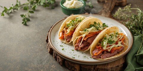 Irish tacos with creamy slaw prepared with sous vide Corned Beef, focusing on food safety and cooking precision