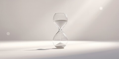 Close-up of a crystal hourglass with sand flowing, used in editorial headers about time management