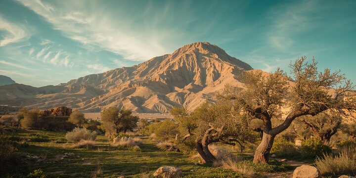 Al Jabal Al Akhdar located in Nizwa, Al Dakhiliyah Governorate, Oman, scenic mountain terrain for travel brochure