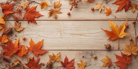 Autumn dried leaf pattern on a decorative table surface, suitable for background layouts and editorial headers