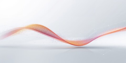Futuristic abstract white backdrop with a dynamic particle wave illustrating big data processing and digital flow