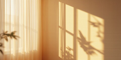 Naklejka premium Light and shadow effects on a beige background, ideal for UI backdrop or editorial headers