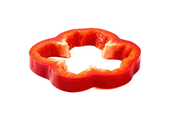 Sliced red bell pepper showing its vibrant red color and unique shape