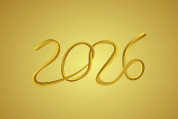 Golden 2026 lettering for New Year's greeting cards. Vector illustration.