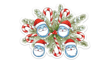 Christmas Santa Claus and Candy Canes Decoration.