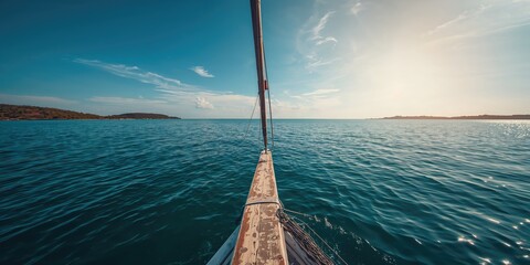 A lying mast on a sailboat during a boat tour on a sunny day, vessel maintenance and safety checks