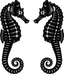 Decorative Seahorse Pair Mirrored Ocean Creature Vector