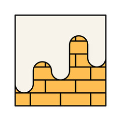 Painted Wall Flat design style wall with paint dripping symbolizing renovation ideal for remodeling graphics and construction themes.