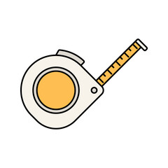 Tape Measure Flat design style retractable ruler symbolizing measurement ideal for carpentry construction and design workflows.