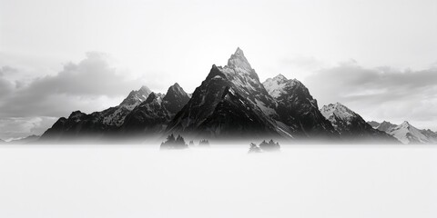 Black and white mountain scene showing highlands and hills with stark contrast, highlighting terrain textures