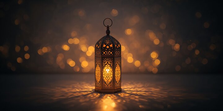 Traditional Arabic lantern used during Eid mubarak, festive illumination for cultural celebration - Powered by Adobe