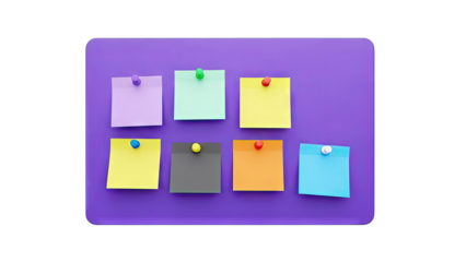 Colorful Sticky Notes Pinned on Purple Board