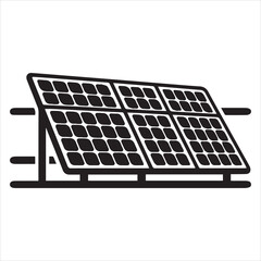 Thin Line Eco Solar Panels Inverter Silhouette