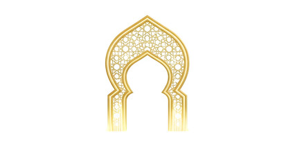 Ornate islamic archway design isolated on transparent background