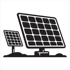 Sustainable Solar Energy Panels Black Icon Silhouette