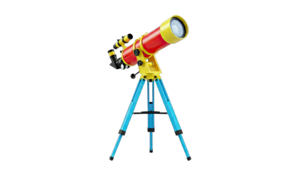Colorful Telescope on Tripod Isolated on White Background