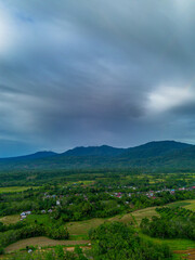 Obraz premium Beautiful morning view indonesia Panorama Landscape paddy fields with beauty color and sky natural light