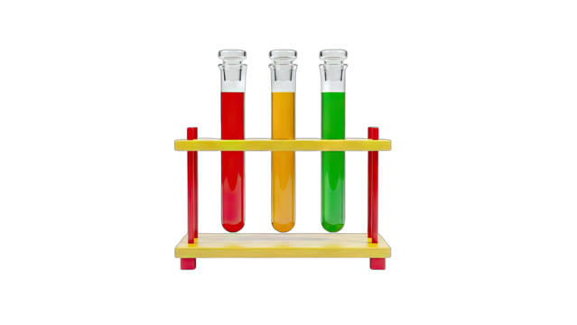 Colorful Test Tubes in a Rack on White Background - Powered by Adobe
