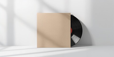 Clipping path of an empty vinyl record sleeve for graphic design, isolated background, ideal for album artwork