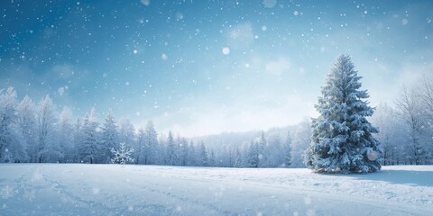 Fototapeta premium Snow-covered forest scene with falling snowflakes, seasonal change and winter landscape, Earth Day
