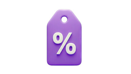 Purple Discount Tag with Percentage Symbol on White Background