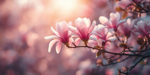 Magnolia blossoms with soft blurred light, ideal for nature-themed UI backdrop
