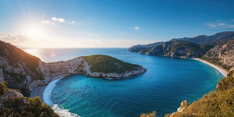 Crimean landscape with Black Sea and mountain vistas, scenic summer travel destinations