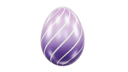 Purple Easter Egg with White Stripes on White Background