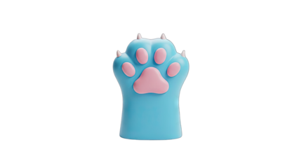 Cute Light Blue Cat Paw Toy With Pink Pads And Retracted Claws Isolated On Black Background Vector Illustration