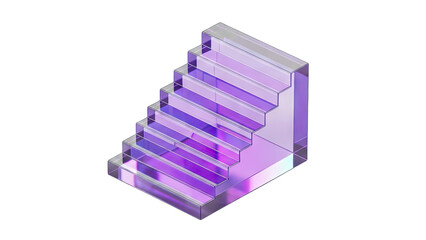 Purple Glass Stairs Ascending on White Background