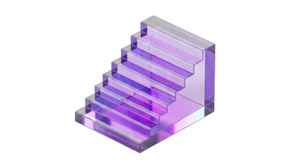 Purple Glass Stairs Ascending on White Background