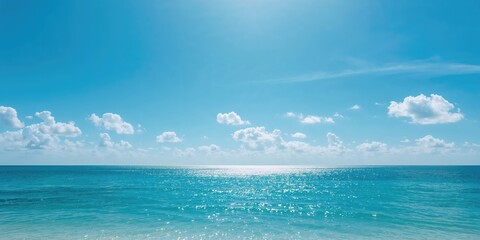 Obraz premium Blue sky with white clouds over the sea, serving as a background for text or layout design, Earth Day