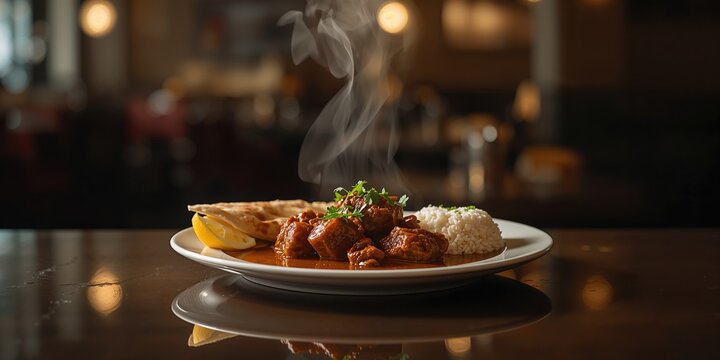Hearty Hyderabadi mutton paya served with naan and rice, traditional flavors and slow cooking techniques