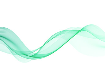 Smooth green abstract wave on pure white background, elegant abstract motion shape.