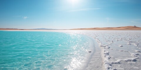 Obraz premium Vivid salt flats in a desert setting serving as a natural background for design or photography