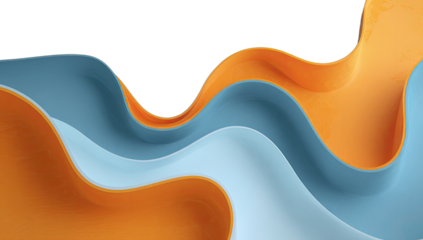 Abstract flowing waves of orange and blue with smooth curves