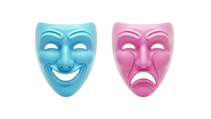 Comedy and Tragedy Masks Isolated on White Background