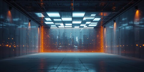 Contemporary steel wall with soft lighting, suitable for urban design themes or editorial headers