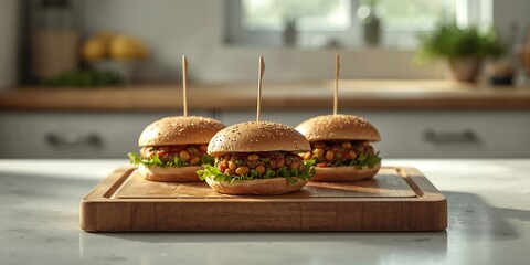 Plant-based meat burgers, plant-based protein source for sustainable eating, Earth Day